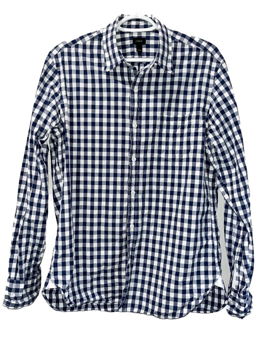 J. Crew Navy & White Checkered Shirt Size M